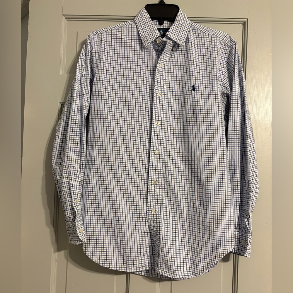 Ralph Lauren size small Navy, White and Blue Plaid Shirt